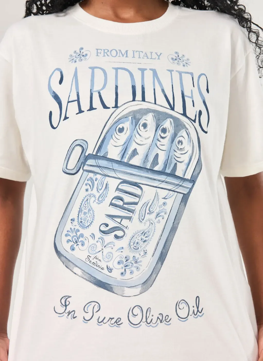 Camiseta Off-White Estampa Sardinha