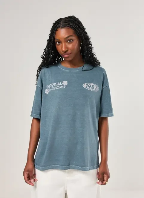 Camiseta Box Azul Hibisco