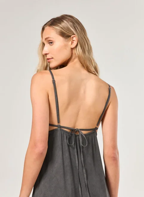 Vestido Midi Estonado Com Amarração