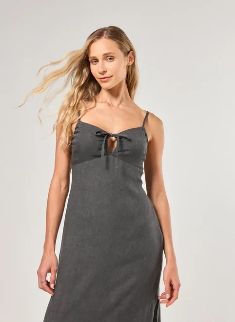 Vestido Midi Estonado Com Amarração