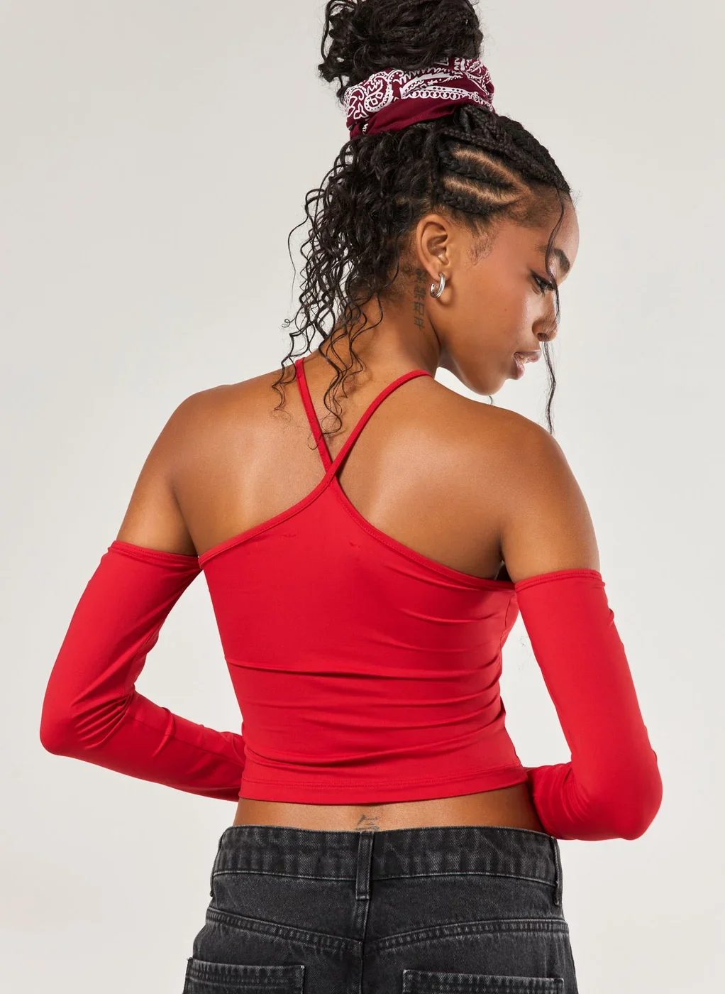 Blusa Poliamida Vermelha Ombros De Fora