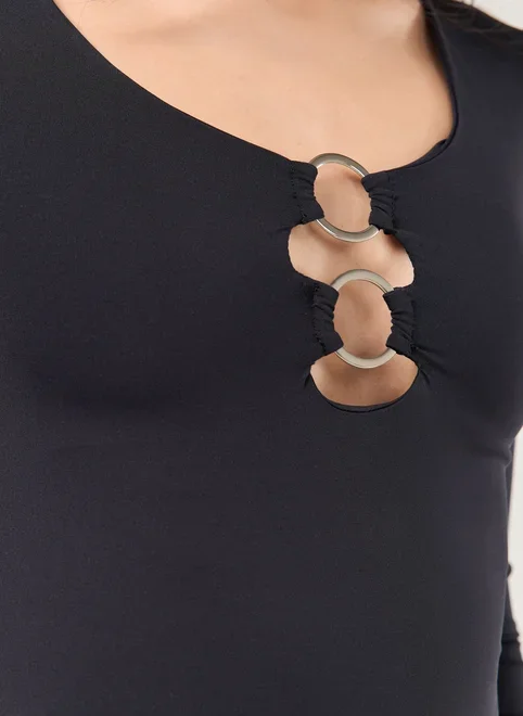 Cropped Manga Longa Poliamida Argolas