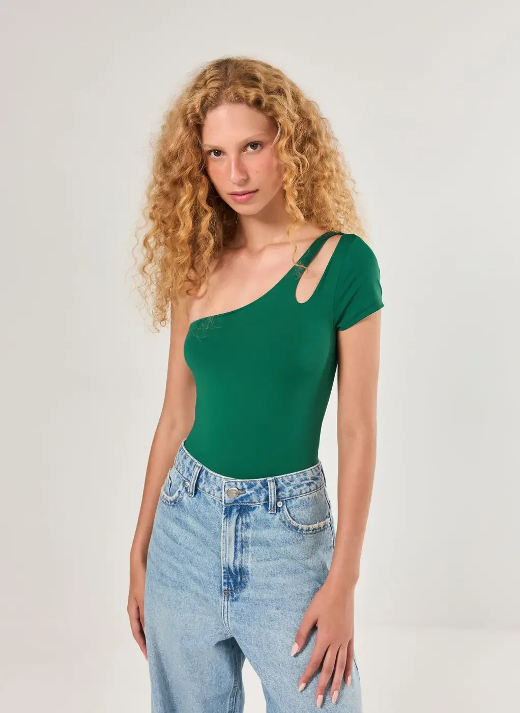 Body Manga Única Poliamida Verde