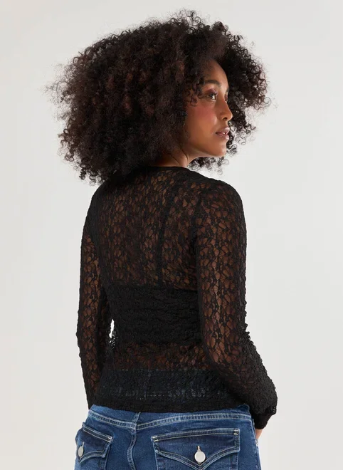 Blusa Manga Longa Rendada