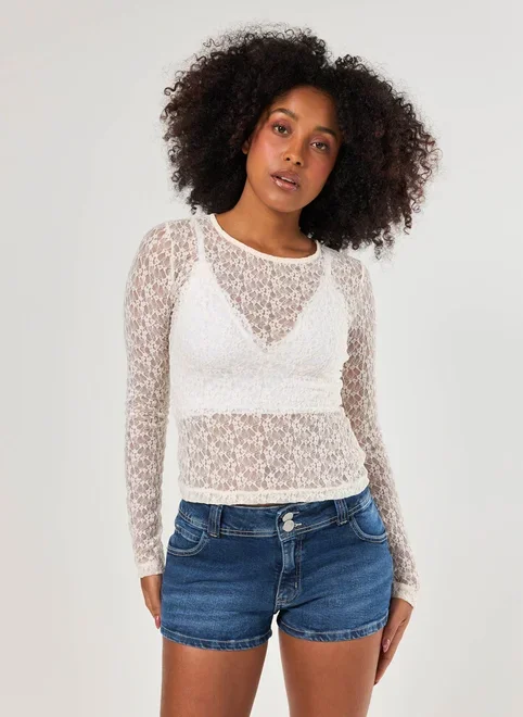 Blusa Manga Longa Rendada