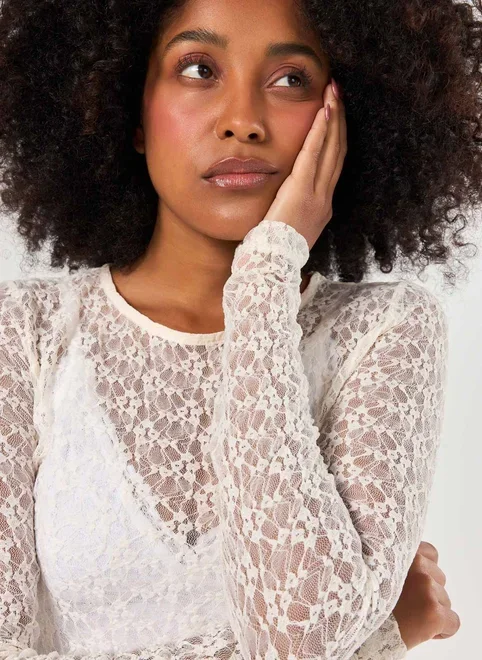 Blusa Manga Longa Rendada