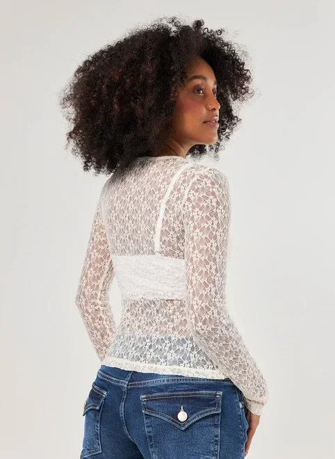 Blusa Manga Longa Rendada