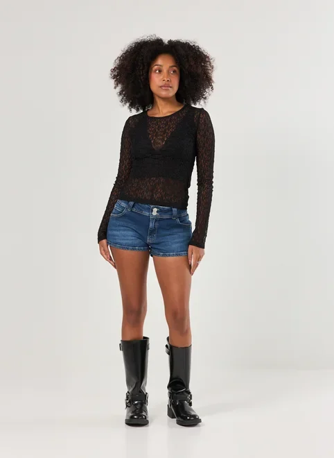 Blusa Manga Longa Rendada