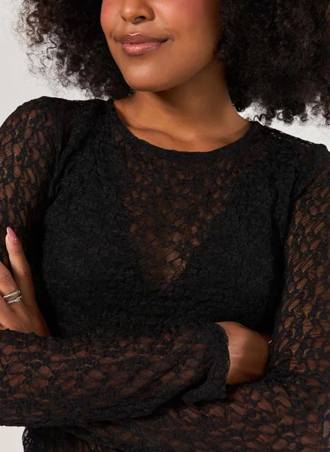 Blusa Manga Longa Rendada