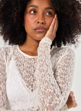 Blusa Manga Longa Rendada