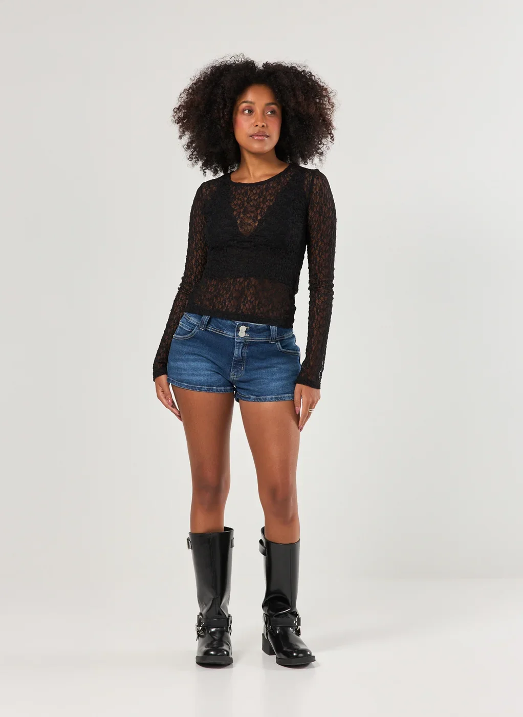 Blusa Manga Longa Rendada