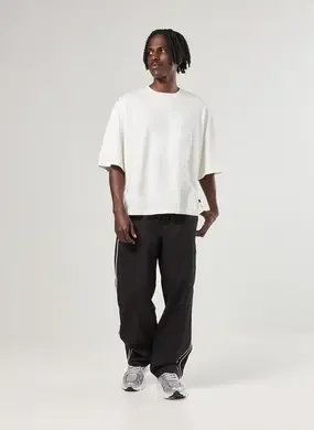 Calça Super Baggy Sarja Preta Com Listras