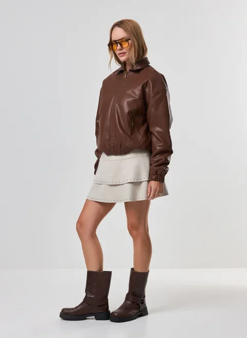 Jaqueta Poliuretano Bomber Marrom