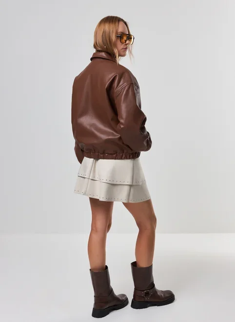 Jaqueta Poliuretano Bomber Marrom