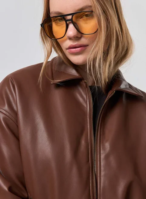 Jaqueta Poliuretano Bomber Marrom