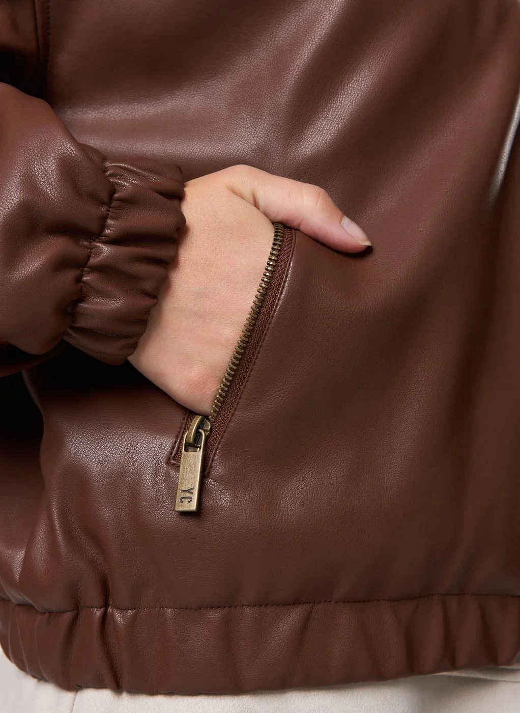 Jaqueta Poliuretano Bomber Marrom