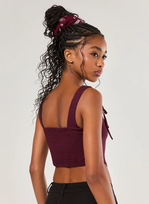 Cropped Corselet Bordô Laços