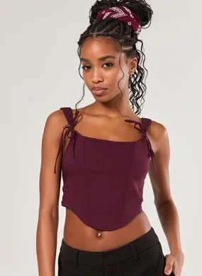 Cropped Corselet Bordô Laços
