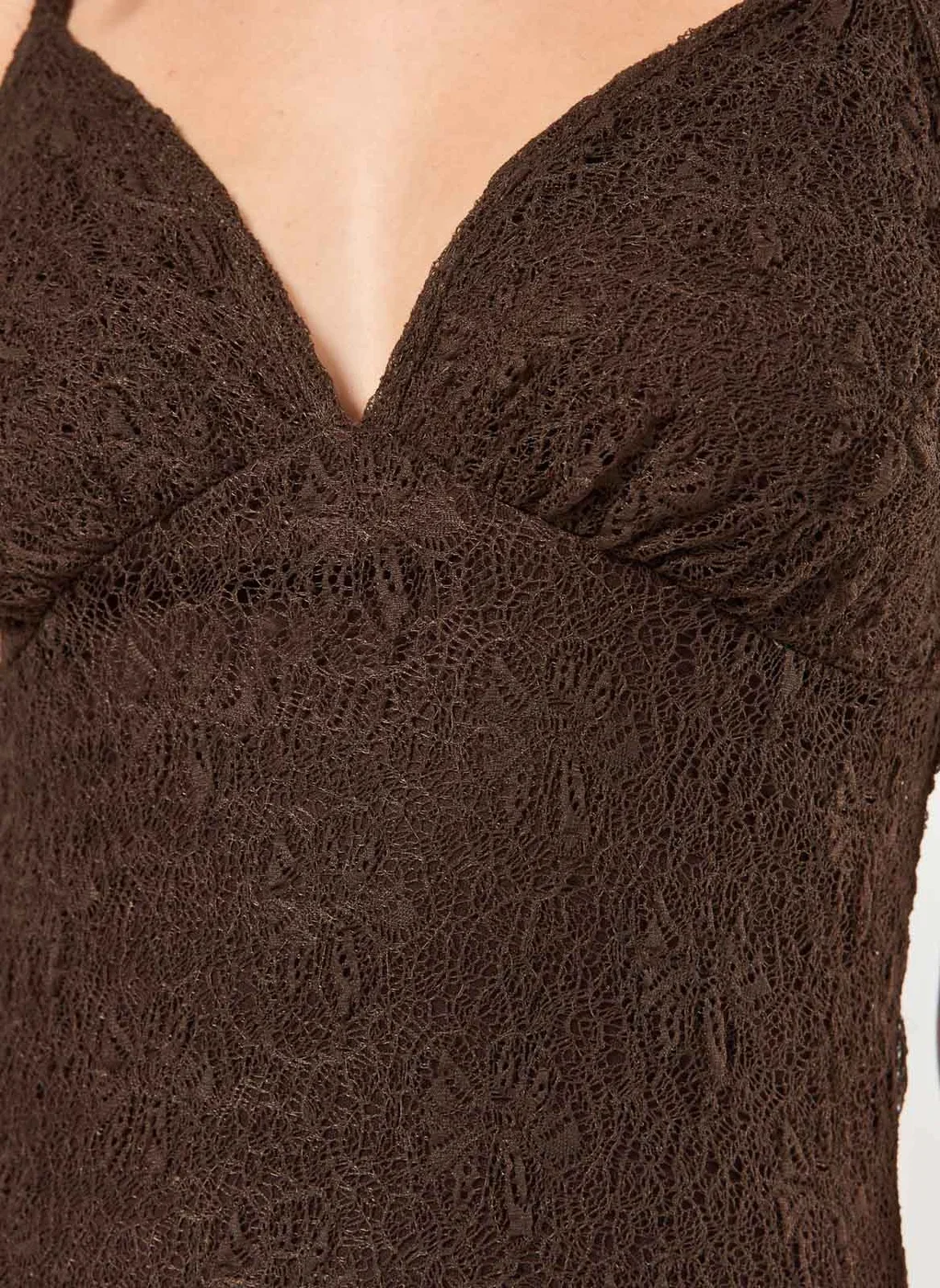 Vestido Longo Renda Marrom