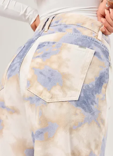 Calça Jeans Tie Dye Wide Leg
