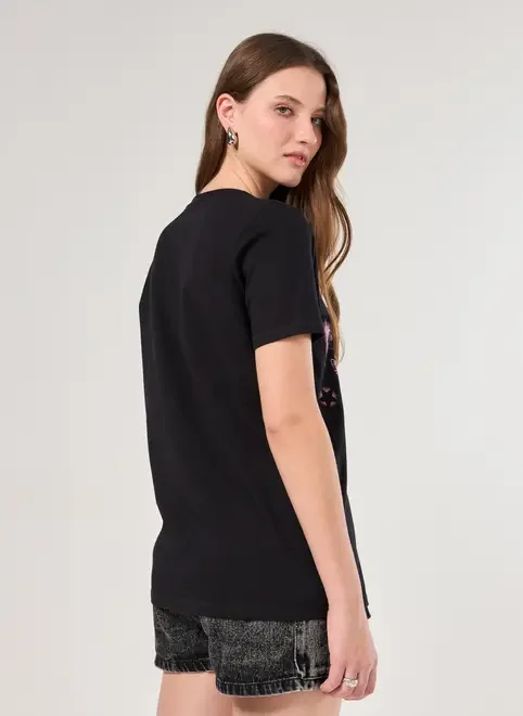 Camiseta Oversized Preta Banda Gatos