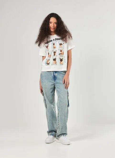 Camiseta Off-White Polaroids Gatinhos