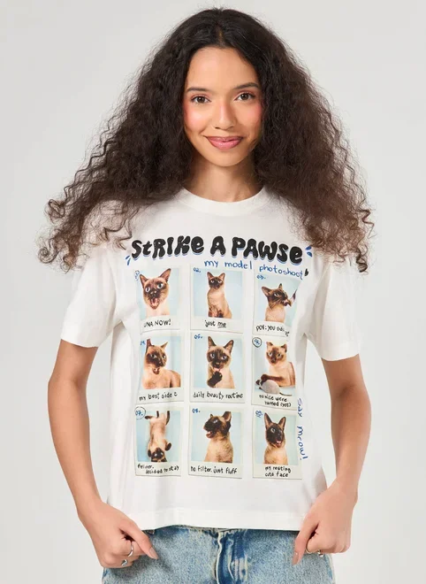 Camiseta Off-White Polaroids Gatinhos