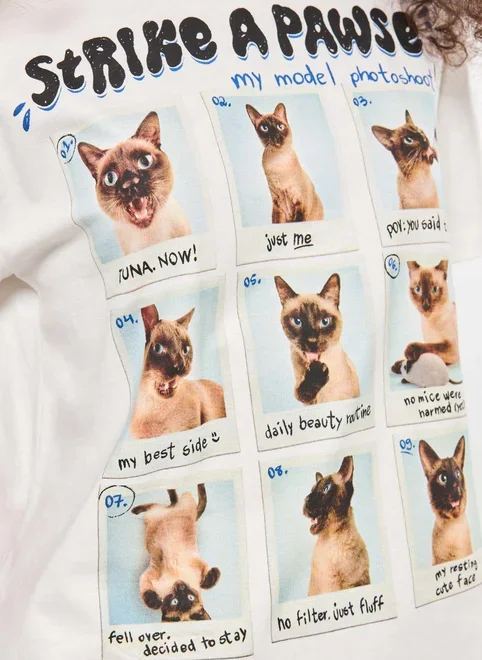 Camiseta Off-White Polaroids Gatinhos