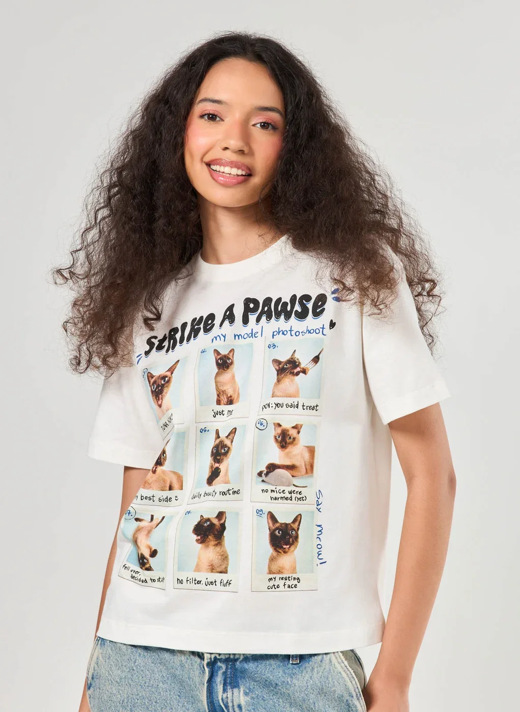 Camiseta Off-White Polaroids Gatinhos