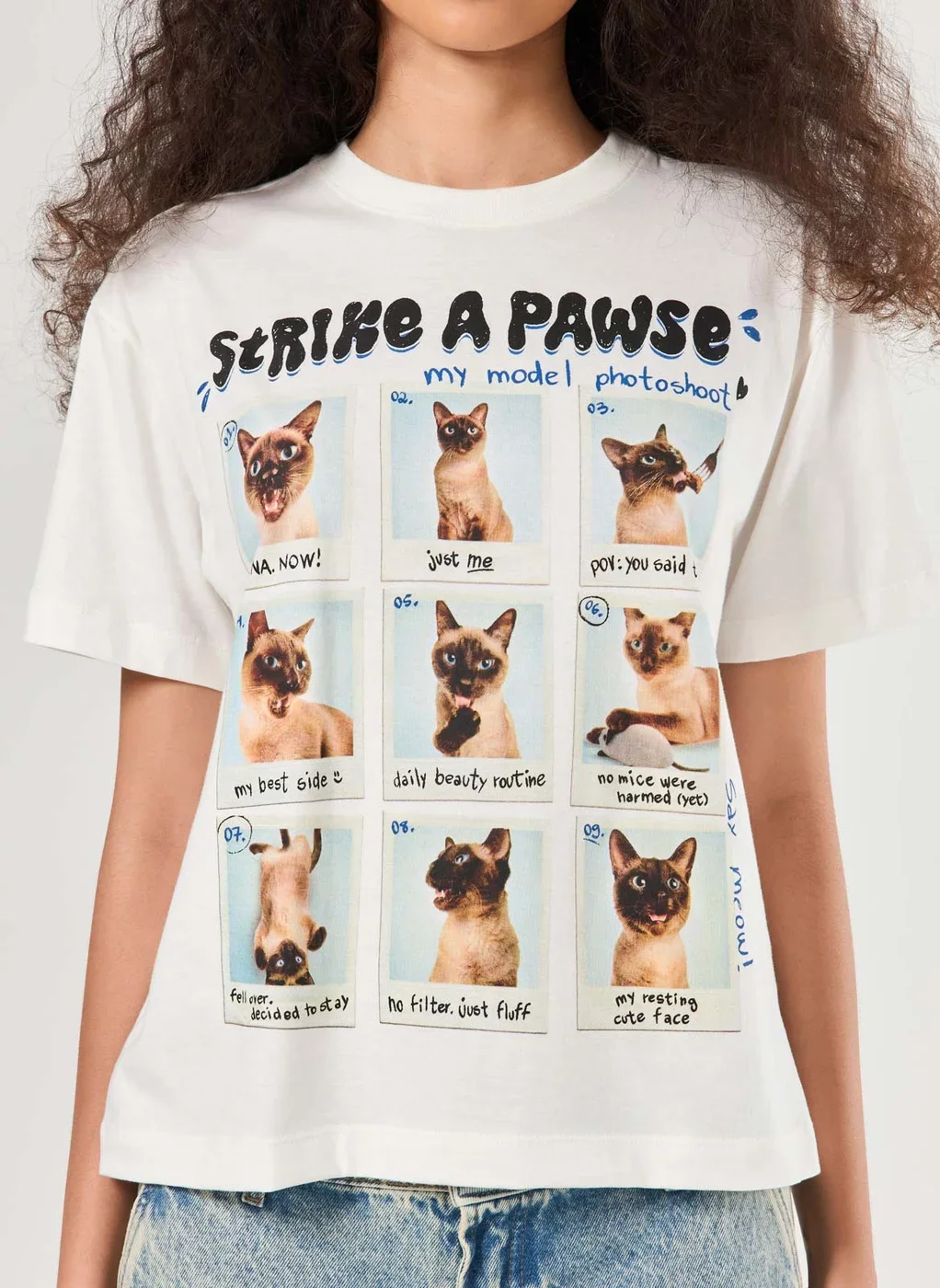 Camiseta Off-White Polaroids Gatinhos