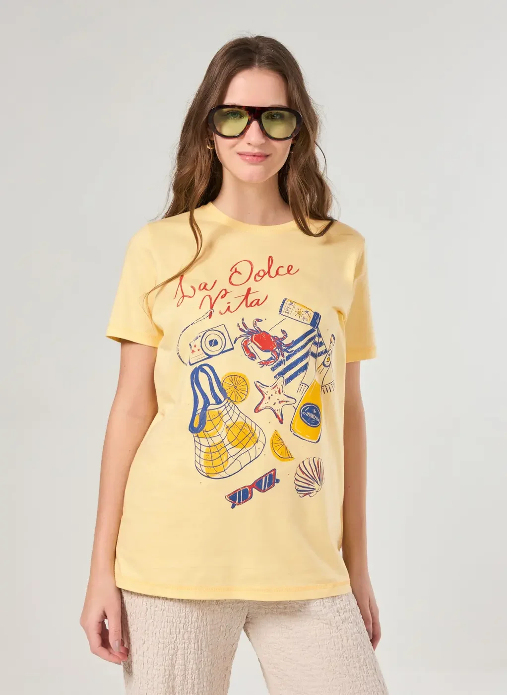 Camiseta Oversized Estampa La Dolce Vita