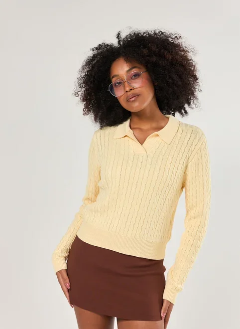 Blusa Manga Longa Polo Tricô