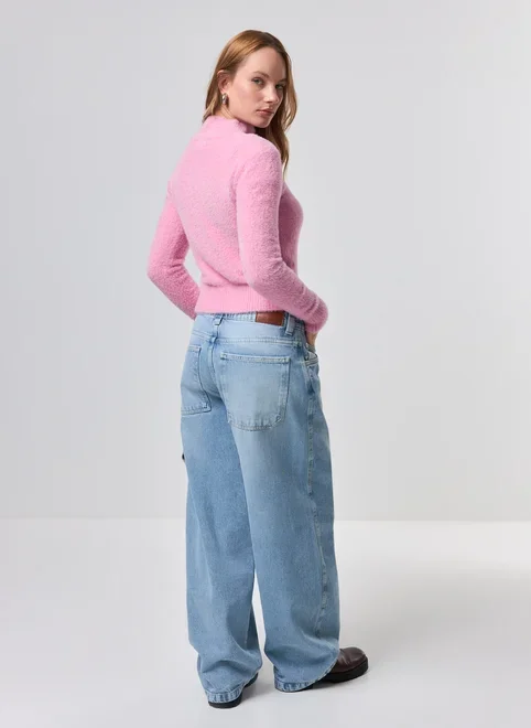 Blusa Manga Longa Pelinhos Rosa