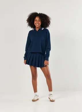 Saia Short Plissada Azul-Marinho