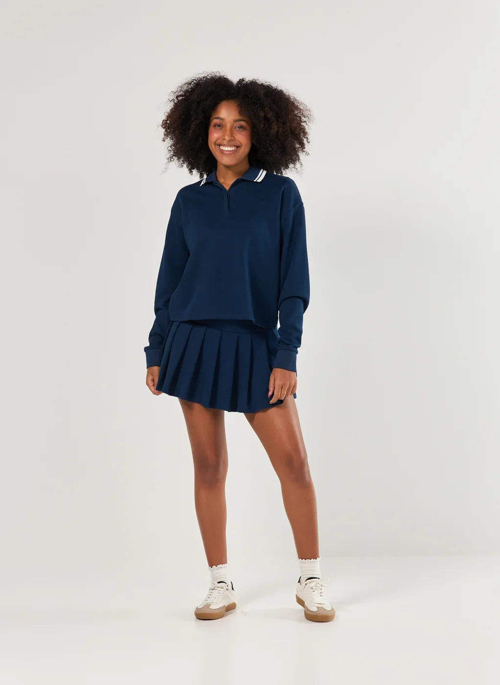 Saia Short Plissada Azul-Marinho