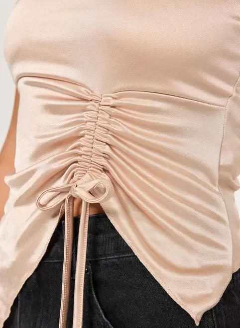 Blusa Franzida Sem Manga Poliamida Cintilante