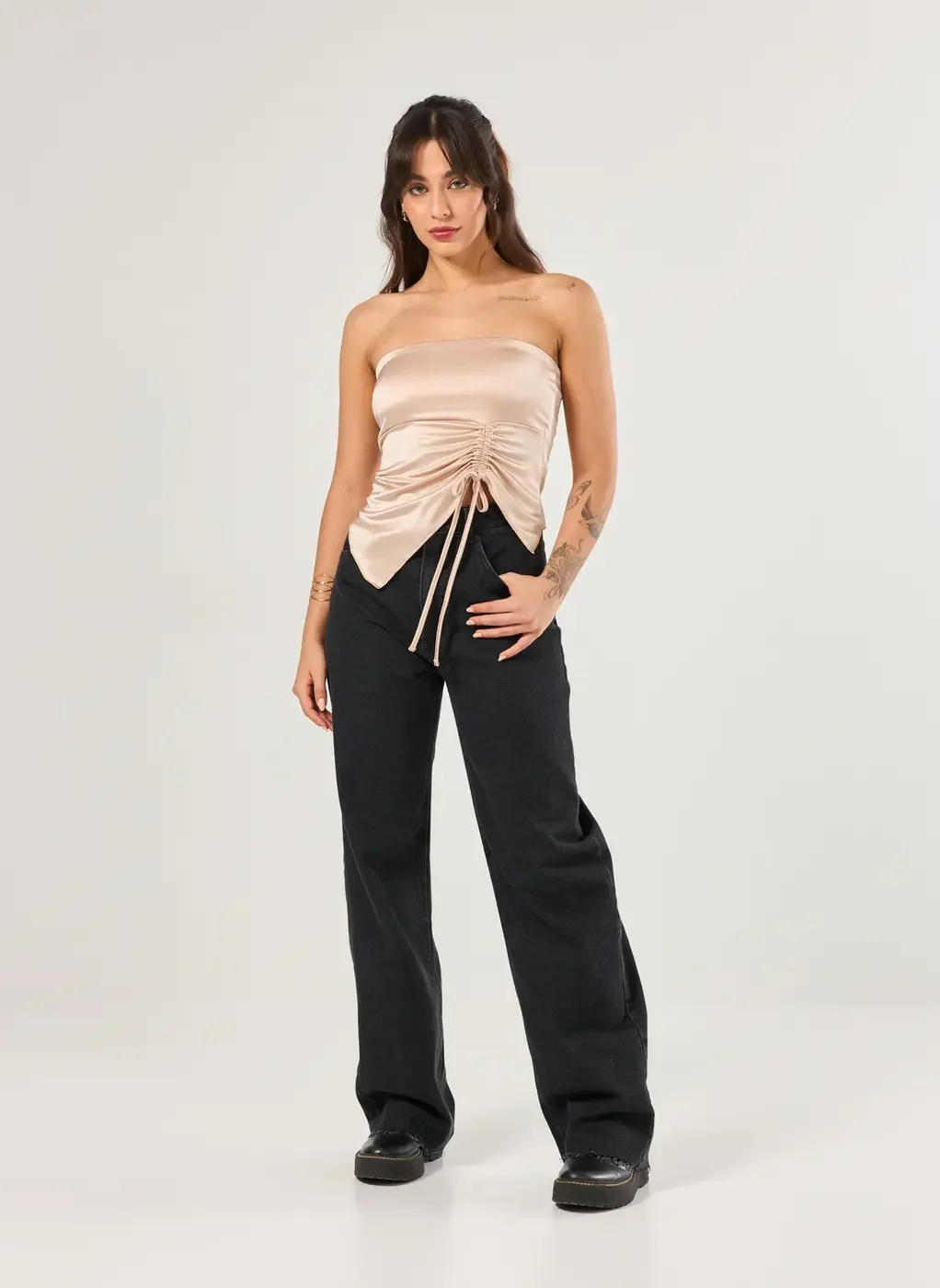 Blusa Franzida Sem Manga Poliamida Cintilante