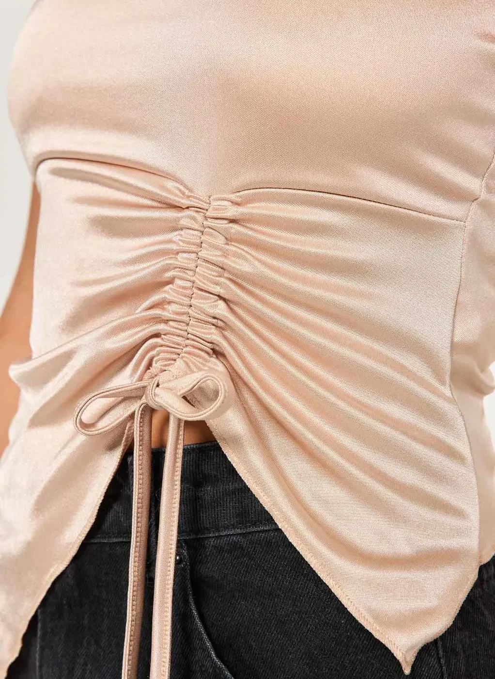 Blusa Franzida Sem Manga Poliamida Cintilante