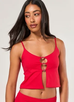 Cropped Poliamida Vermelho Estrelas