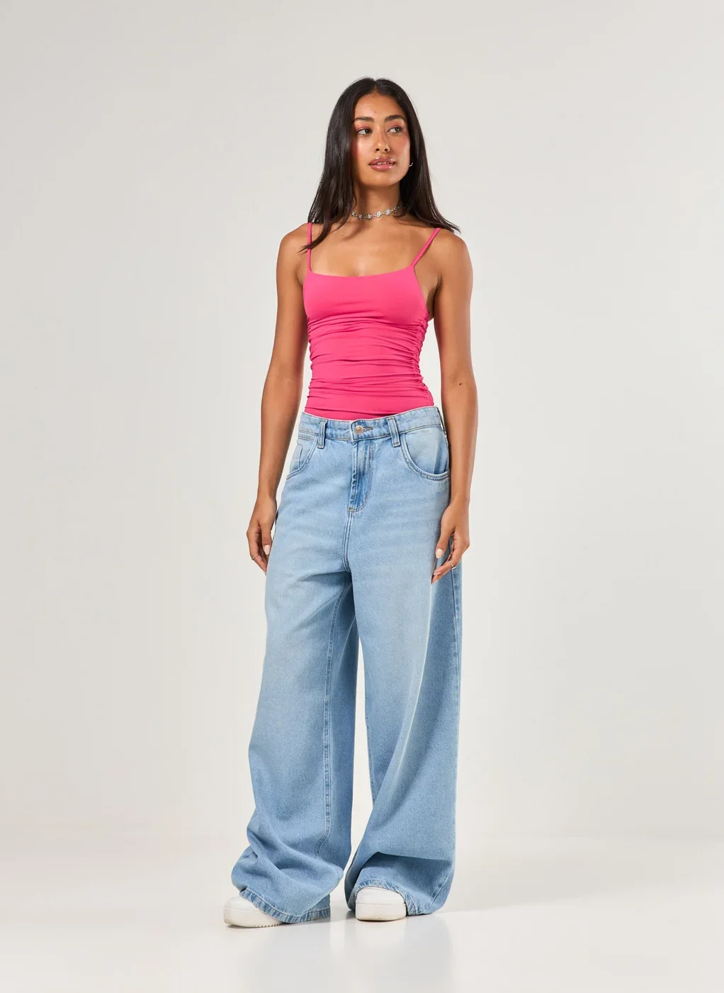 Body Poliamida Rosa Franzido