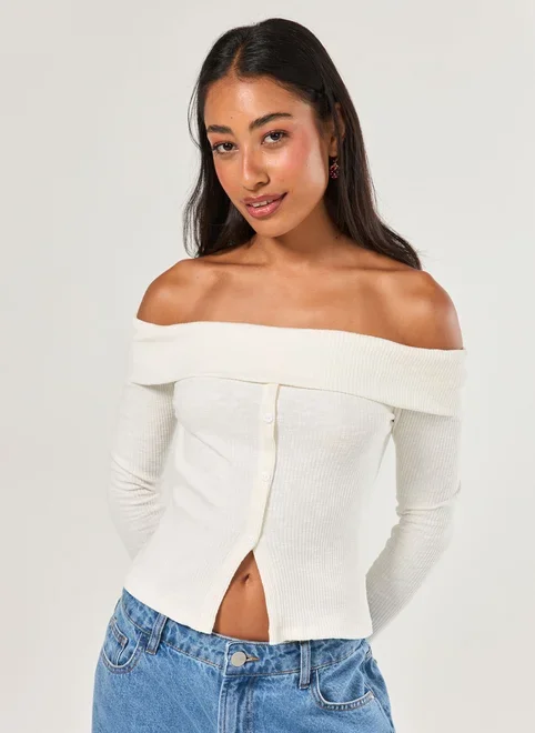 Blusa Manga Longa Pala Virada Botões