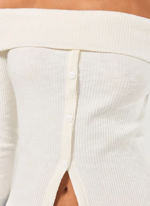 Blusa Manga Longa Pala Virada Botões