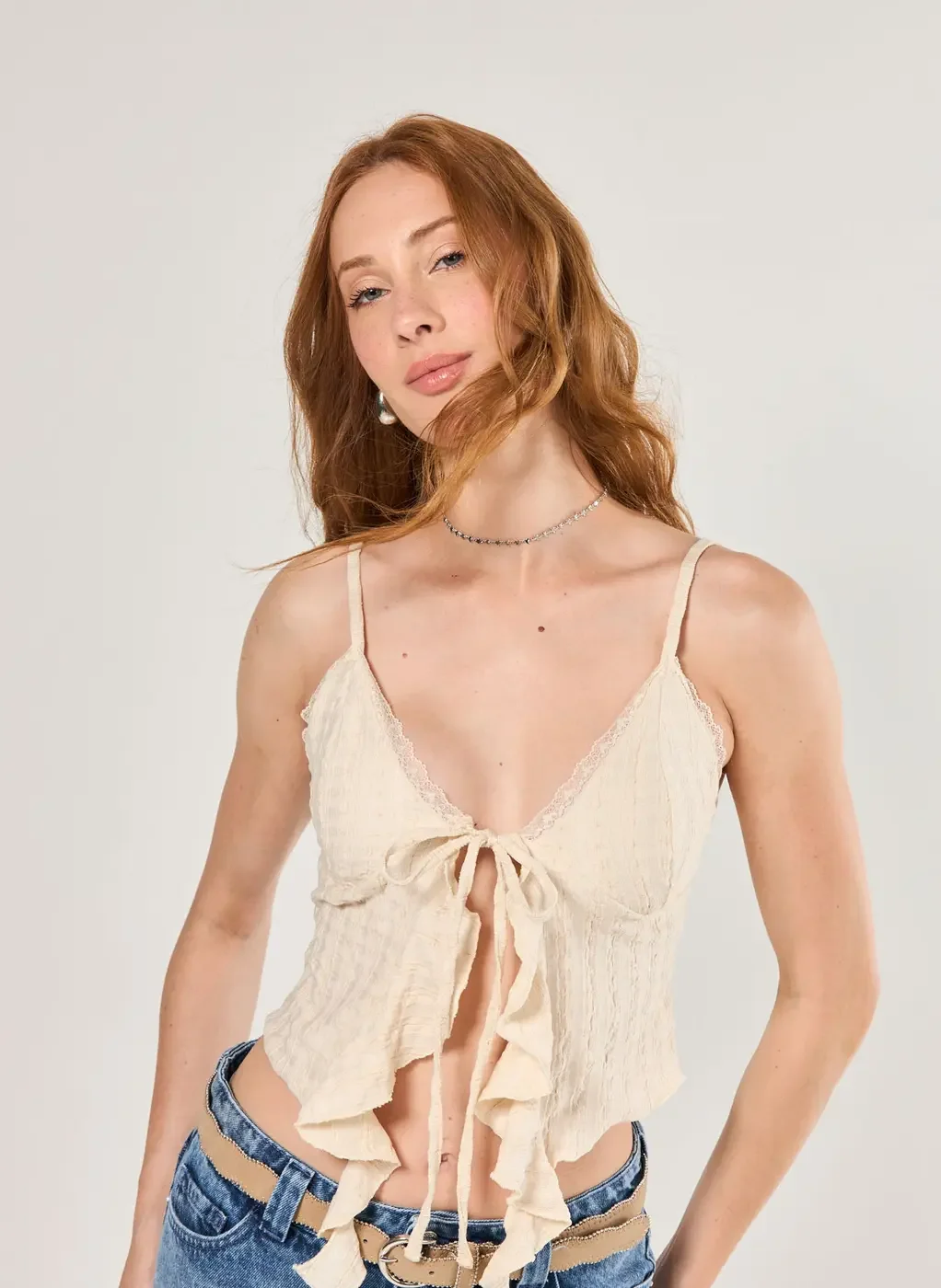 Blusa Off-White Textura E Amarração