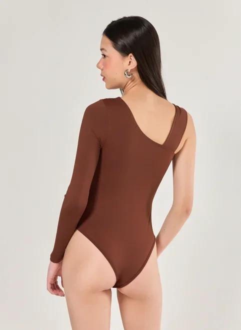 Body Poliamida Manga Longa Assimétrica