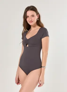 Body Poliamida Chumbo Com Abertura