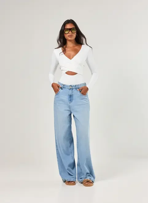 Body Poliamida Manga Longa Transpassado