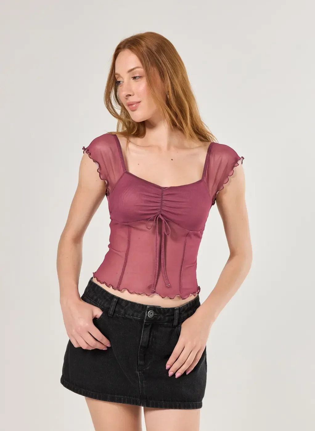 Blusa Tule Estilo Corselet
