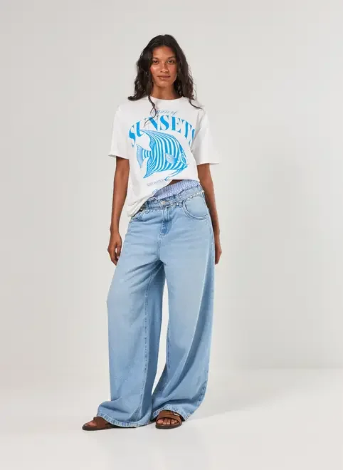 Camiseta Oversized Off-White Peixe