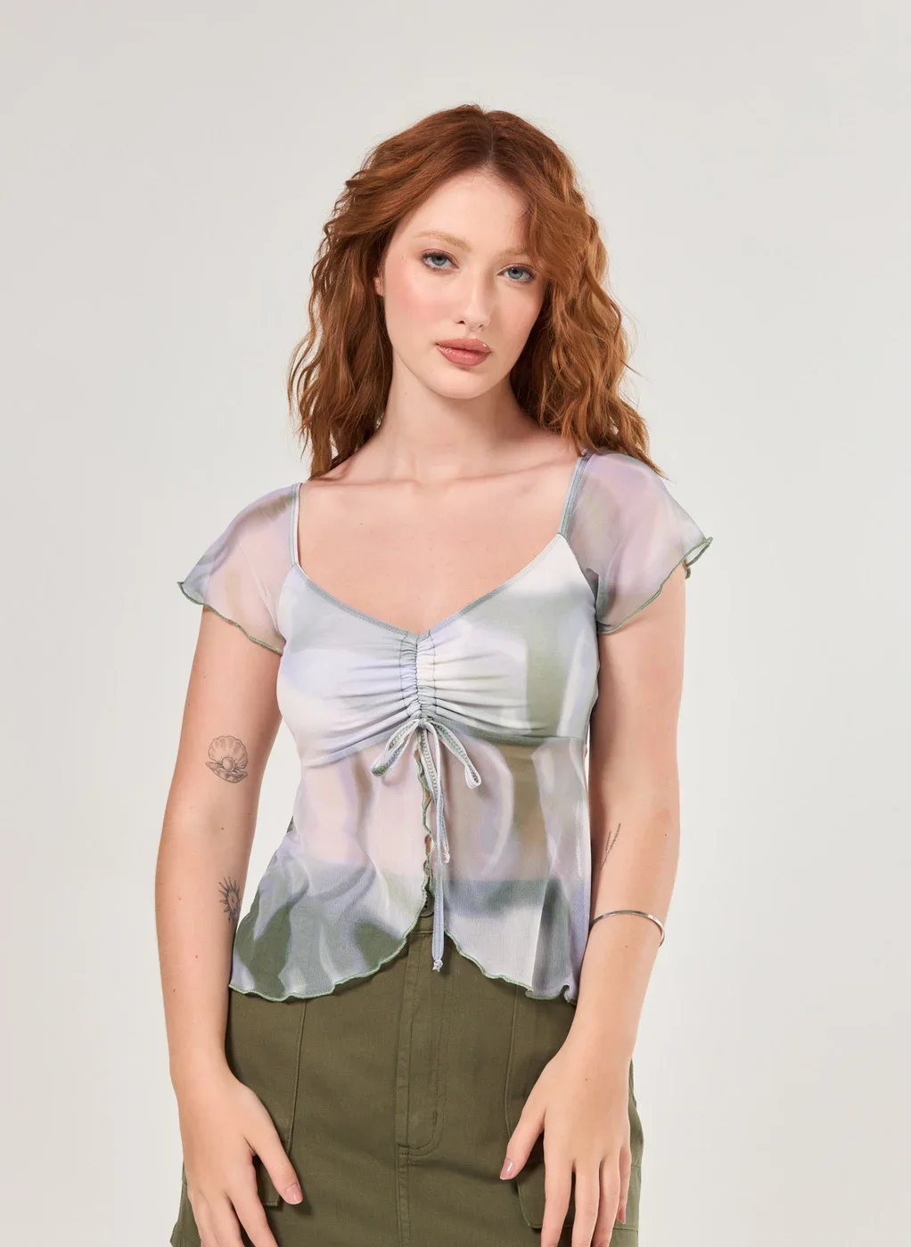 Blusa Tule Estampa Manchada