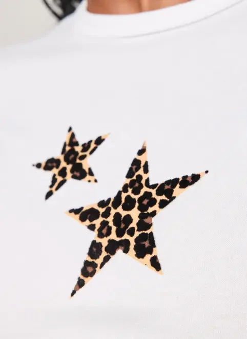 Mini Tee Off-White Estrela Oncinha